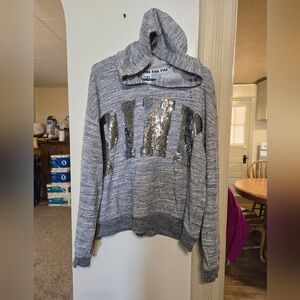 Victoria's Secret PINK silver bling sequin hoodie size large in great condition